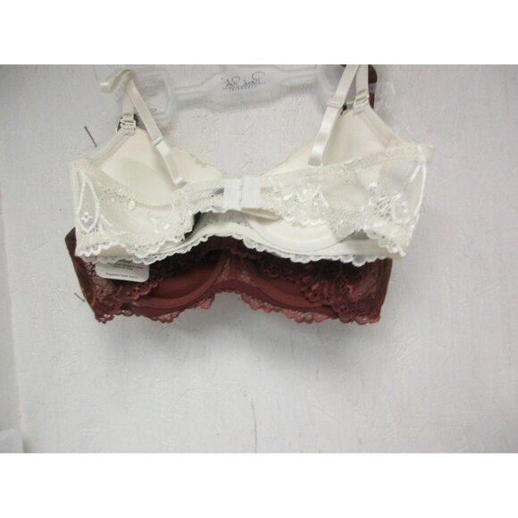 Rene Rofe 2 Pack Lace Bras Extreme Push-Up 1Burgundy/1 Cream Size 34B New!! - Picture 2 of 2